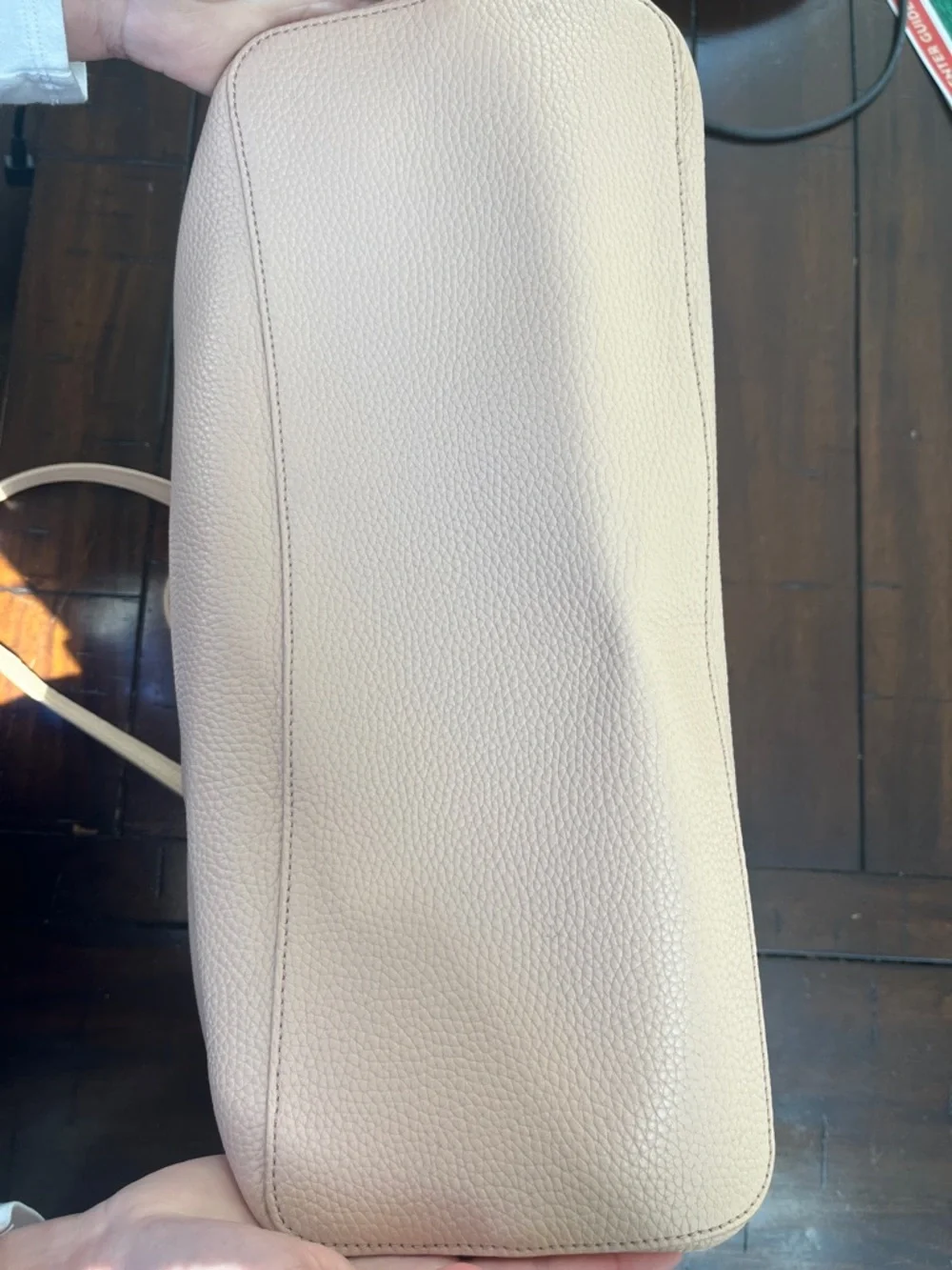 Tory Burch Light Beige Pebbled Leather Tote